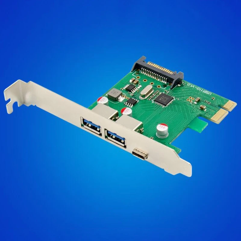 

PCI-E X4 SuperSpeed USB 3.1 Type-C + a Socket Expansion Card with 2 Bay External HDD SSD Metal Mounting Kit