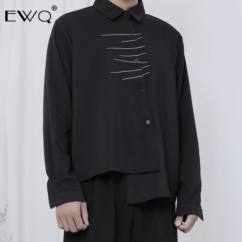EWQ/2020 Весенняя Новинка мужская рубашка модная индивидуальная с длинным рукавом