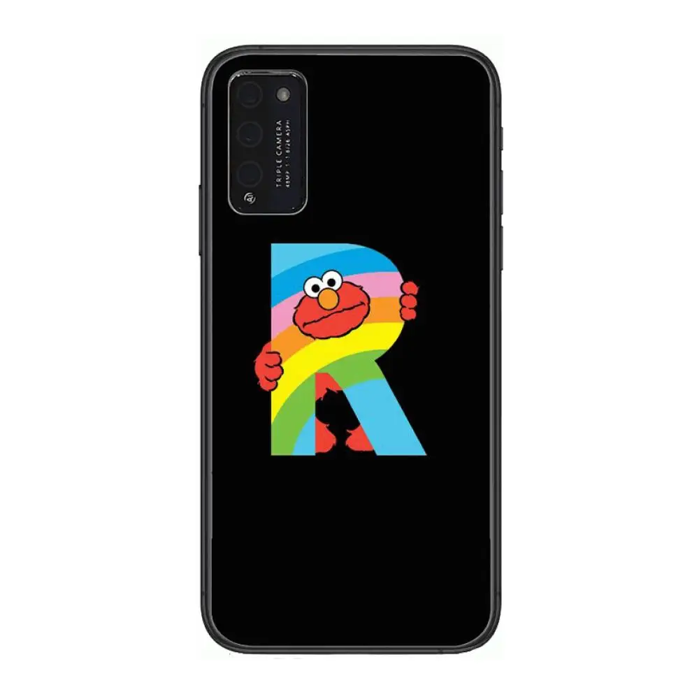 

American Children's TV E-Elmo Style Clear Phone Case For Huawei Honor 10 20 30 9 X Pro Lite V 5G RU Black Etui Coque Hoesjes C