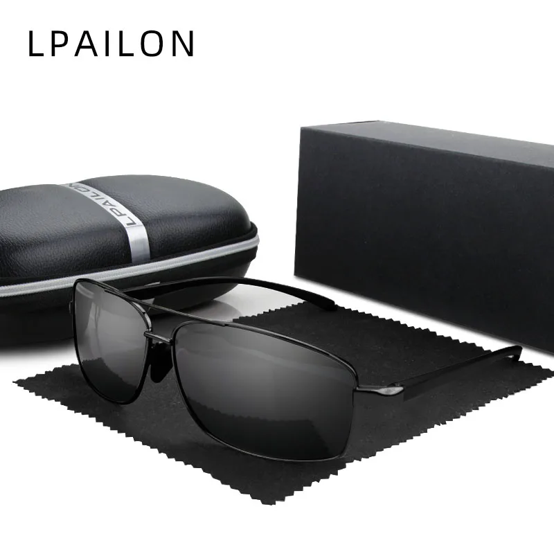 Black Gray LPAILON квадратные Ретро Мужские поляризационные солнцезащитные очки винтажные классические ретро брендовые Дизайнерские мужские солнцезащитные очки водительские Оттенки UV400 - Цвет линз: Black Gray