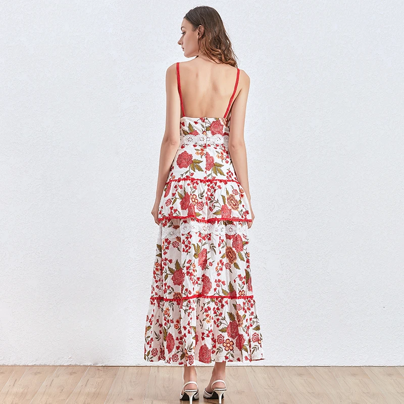 TWOTWINSTYLE богемное женское платье с цветочным принтом на бретельках высокой талией