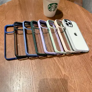 for iphone 13 pro max luxury skin friendly transparent case iphone 12 11 pro max sierra blue metal button shockproof phone case free global shipping