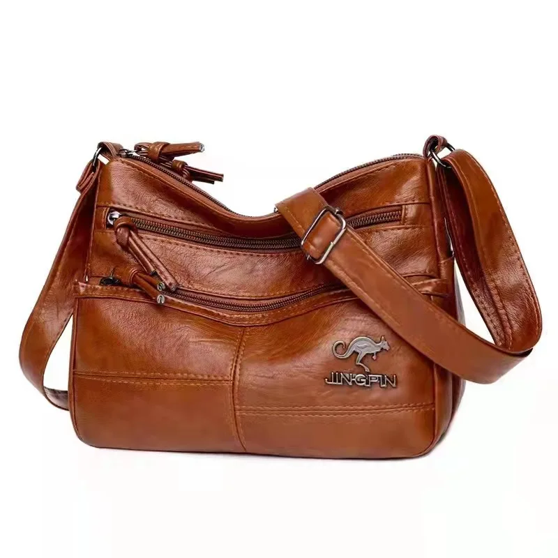 

Диагональная новая сумка через плечо из мягкой кожи, модная простая вместительная сумочка в европейском и американском стиле ретро с неско...