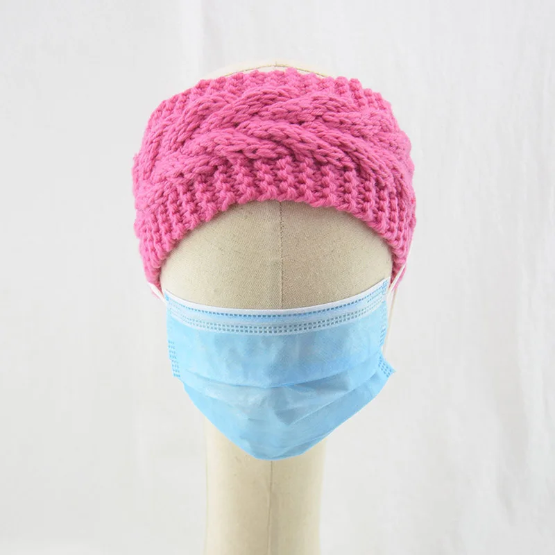 Зимние теплые лента для волос эластичный обруч головы Однотонная футболка на