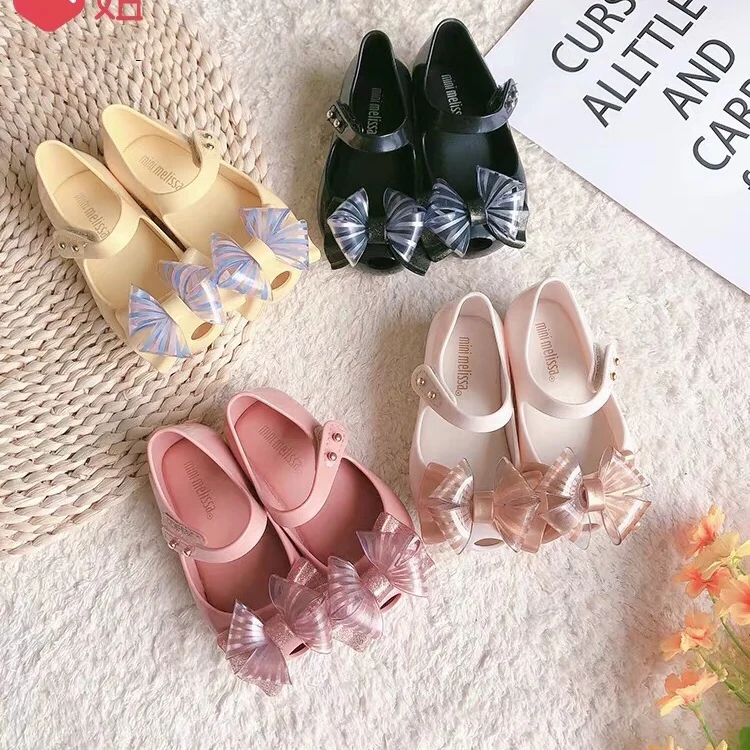 Mini Melissa ultragrl/ новые оригинальные прозрачные сандалии для девочек детские сандалии с бантом детская пляжная обувь Нескользящая обувь для малышей