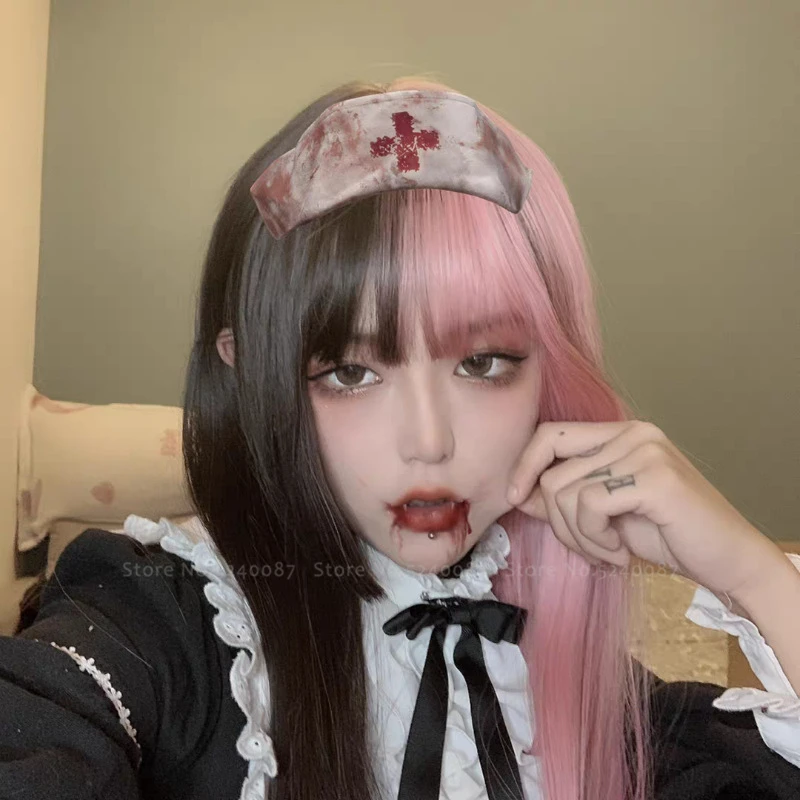 Женские костюмы для косплея белый черный розовый парик из японского аниме-аниме