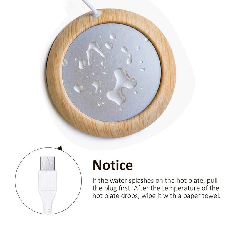 Портативный usb деревянные зерна чашки теплее тепла напитков кружка коврик