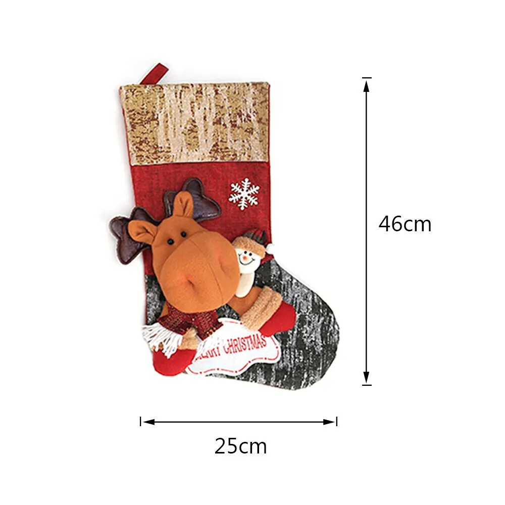 1PC R large Детские сумки для конфет, носки Санта-Клауса, подарок, рождественские чулки, висячие украшения, держатели для подарков, украшения для рождественской елки - Цвет: 1PC R large