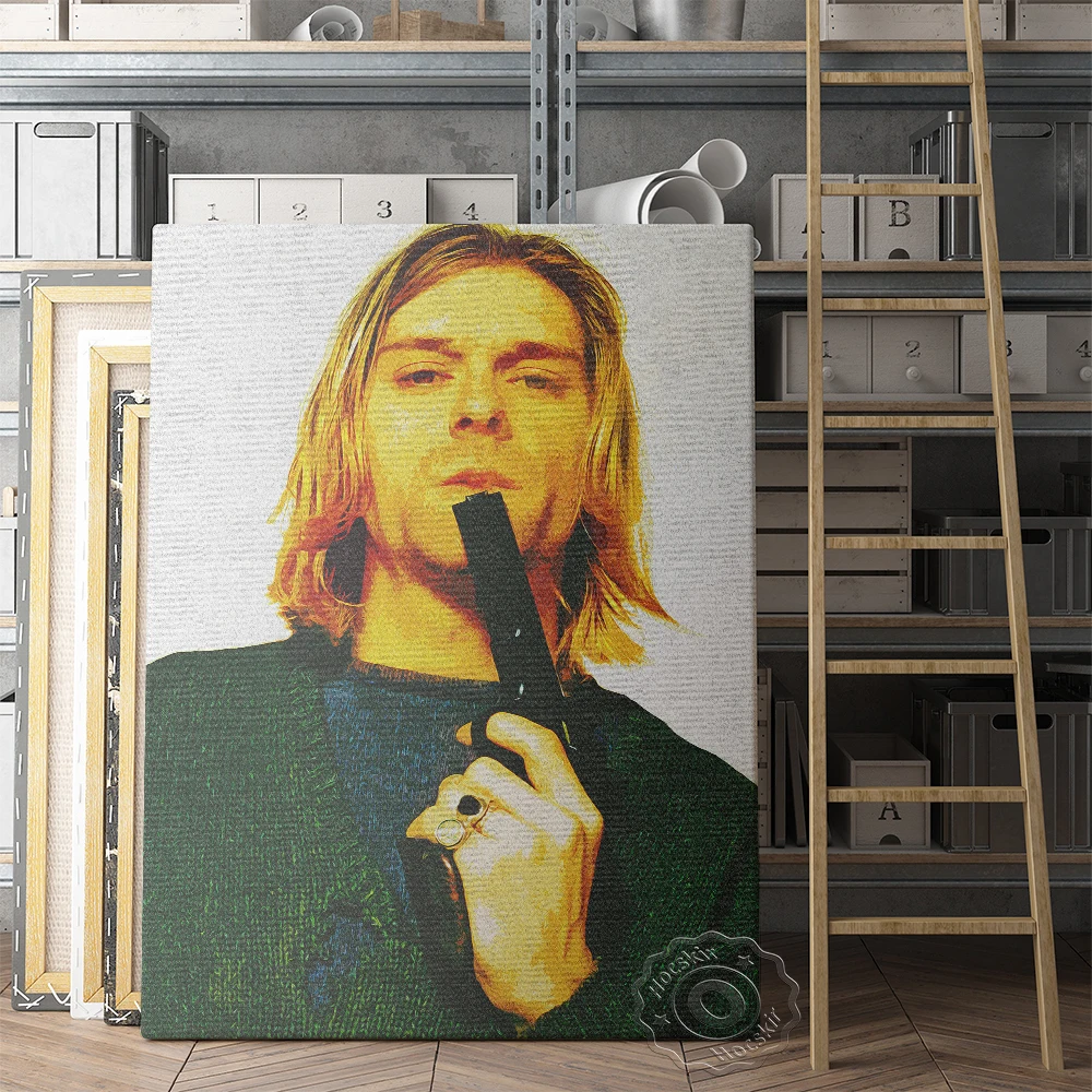 

Kurt Cobain American Musician Poster, Rock Band Guitarist Wall Painting, Singer Music Star Art Prints, Handsome Man Wall Sticker