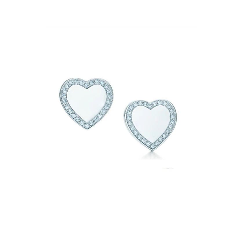

Women's classic fashion enamel heart-shaped earrings S925 sterling silver original brand high-quality jewelry logo gift