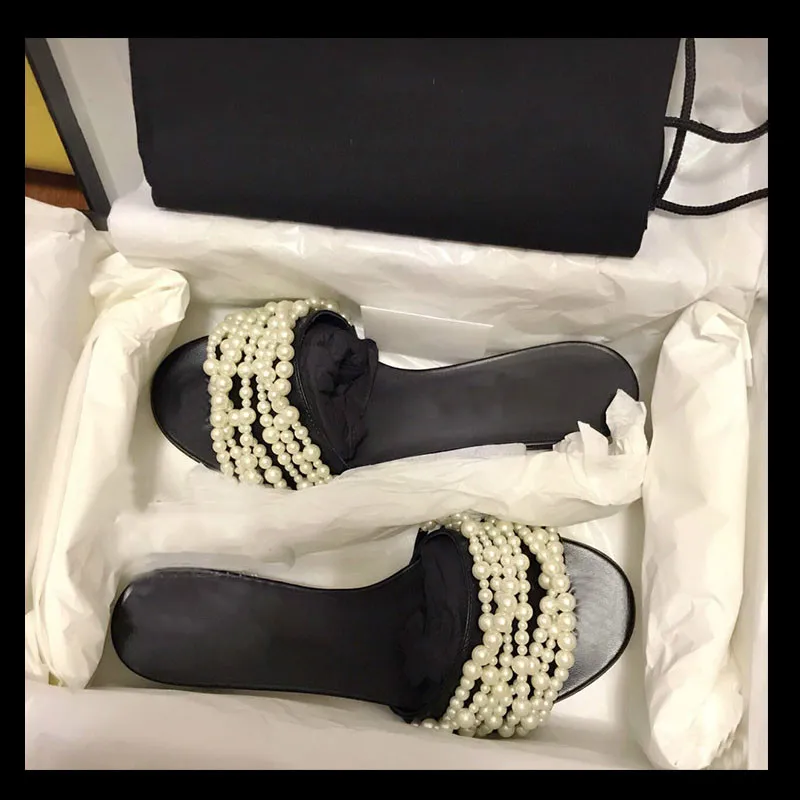 

Ollymurs Comfortable String Bead Slippers Women Sandals Summer Shoes Flat Pearl Sandals Women Casual Sandals Luxury Designed