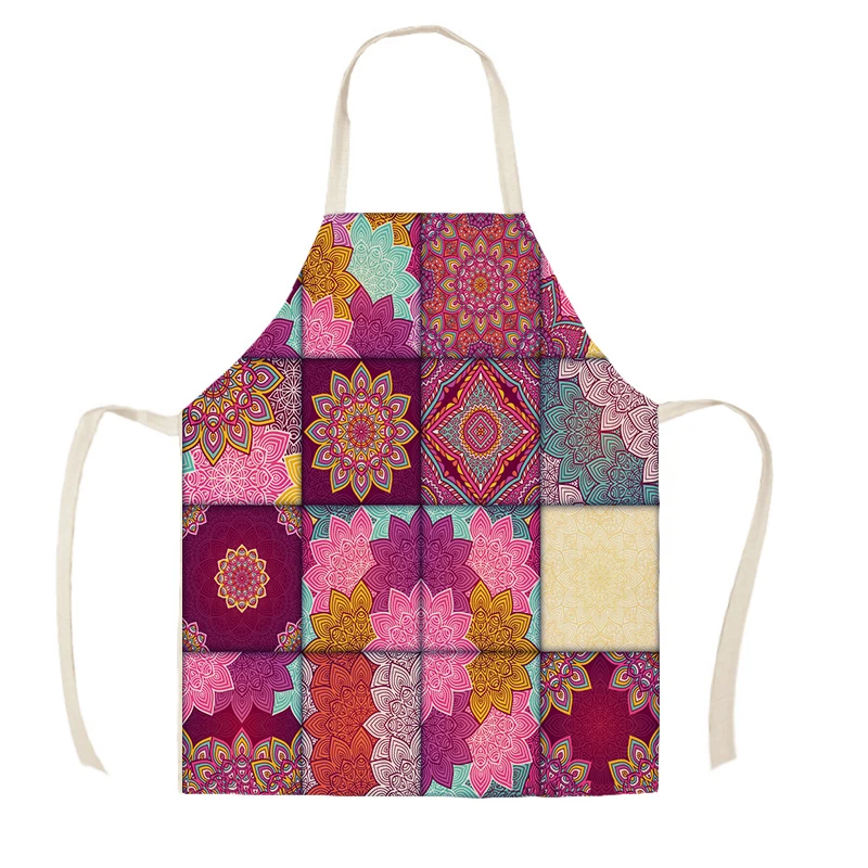 Фартук из хлопка и льна для женщин Кухонные фартуки с библейскими мандалами