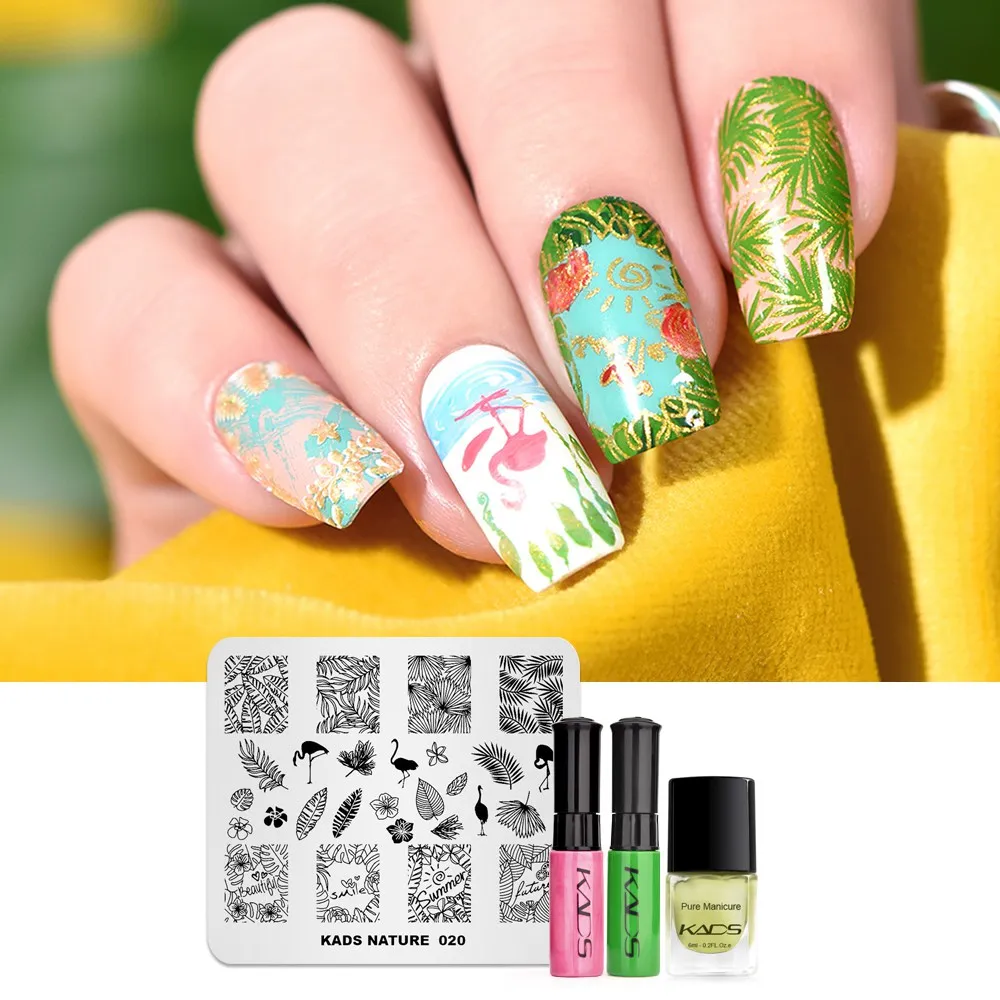 set 9 KADS Nail Art штампованные пластины природа Мода серии шаблоны для стемпинга рисунки для маникюра Лак для стемпинга трафарет для штамповки - Цвет: set 9