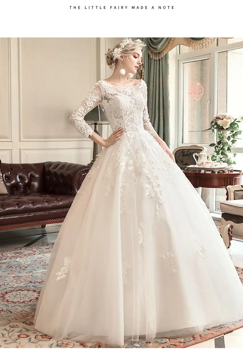 

Elegant Wedding Dresses 2020 Button Back Bridal Wedding Gowns Vestido De Casamento Robe De Mariee lace appliques wedding dress