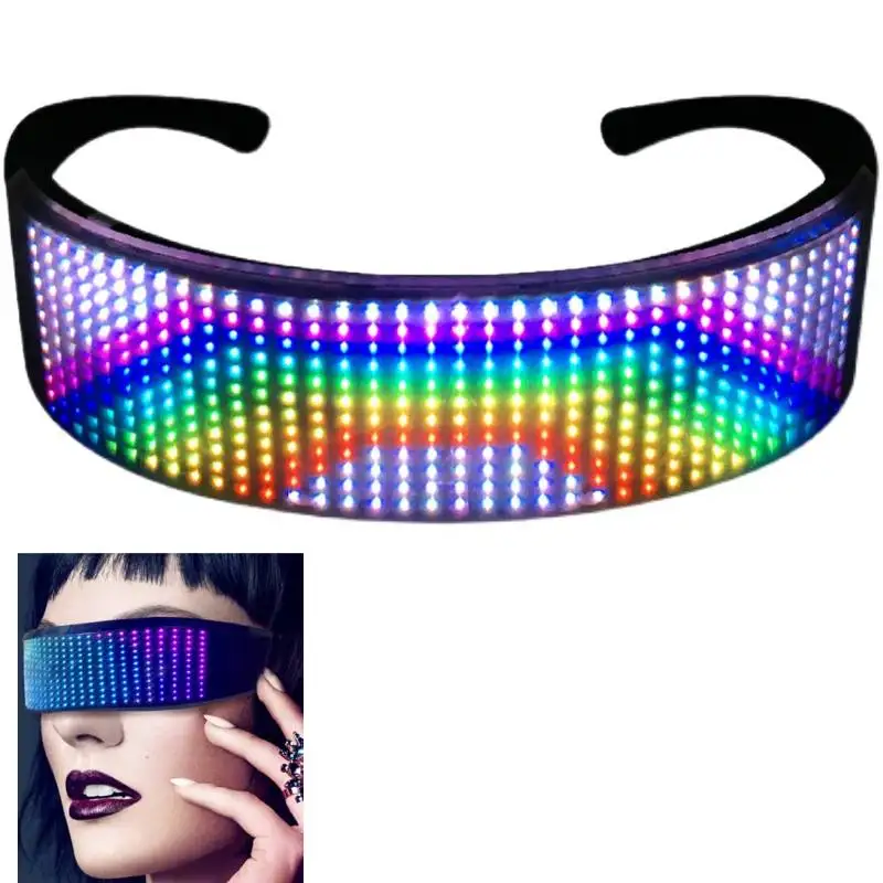 구매 APP 제어 Shinning 안경 밝은 빛 프로그래밍 가능한 블루투스 LED 파티 안경 성능 소품 할로윈 장식