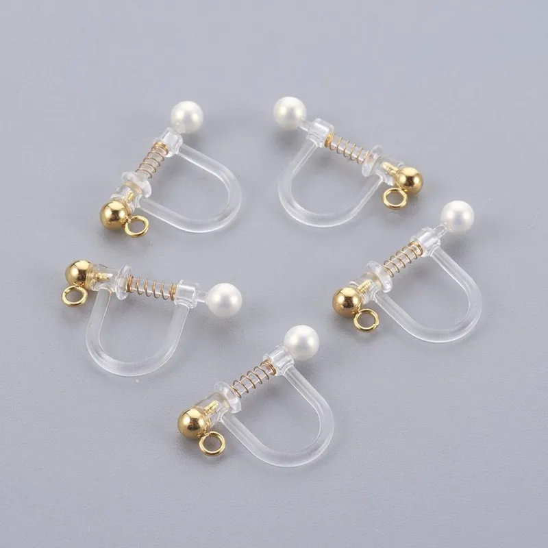 10pcs Plastic Clip-on Earring Findings for Jewelry Making Clip on Earrings Crafts with Shell Preal 17.5x11.5x3mm Hole:1.1mm - купить по
