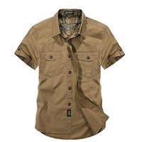 men 2018 new summer mens solid military short sleeves shirts cotton breathable loose army shirt