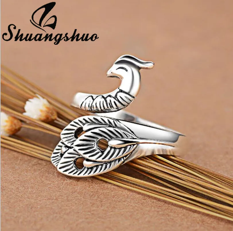 Shuangshuo Винтажные Ювелирные изделия серебряного цвета модные открытые кольца с