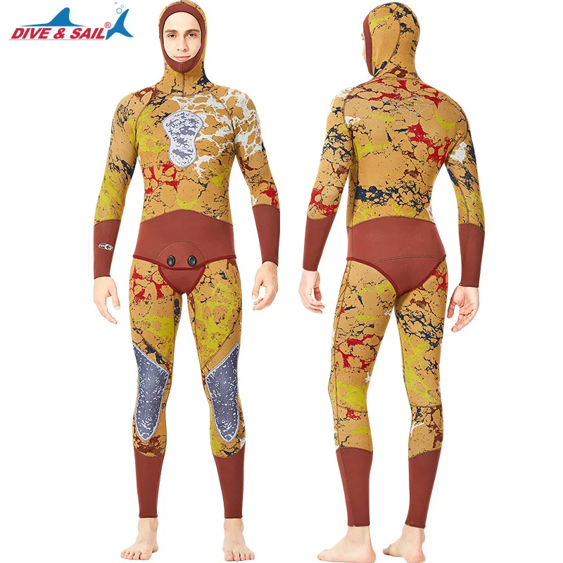 Цельный неопреновый Камуфляжный гидрокостюм для мужчин и женщин 3 мм с капюшоном