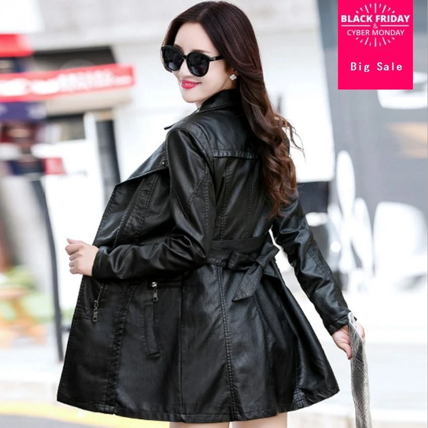 

Осенне-зимнее женское тонкое пальто в Корейском стиле из искусственной кожи большого размера, мотоциклетная куртка wj1598