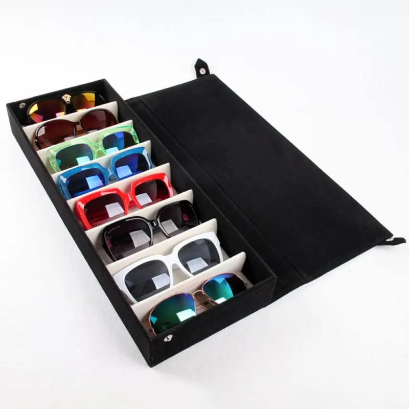 

High Quality Glasses Case 8 Slot Grid Glasses Sunglasses Display Rack Holder Glasses Organizer Rectangle Sunglasses Storage Box