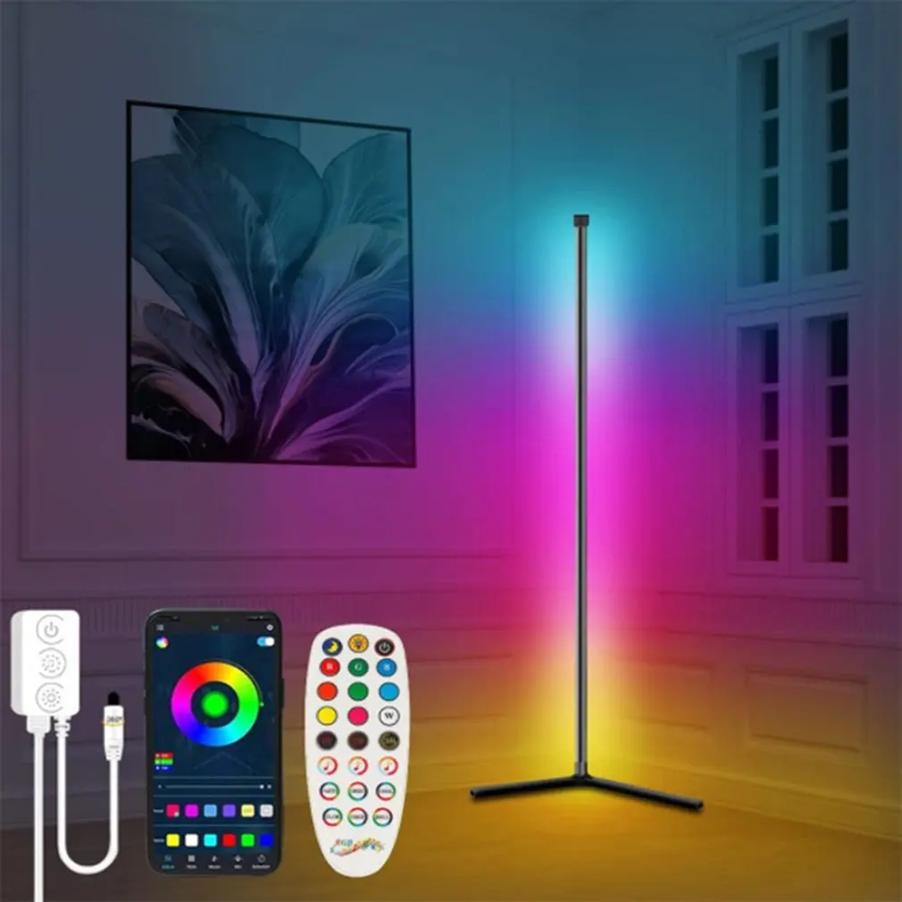 

Напольная Светодиодная лампа RGB с приложением, современный регулируемый цветной светильник с дистанционным управлением и проекцией заката...