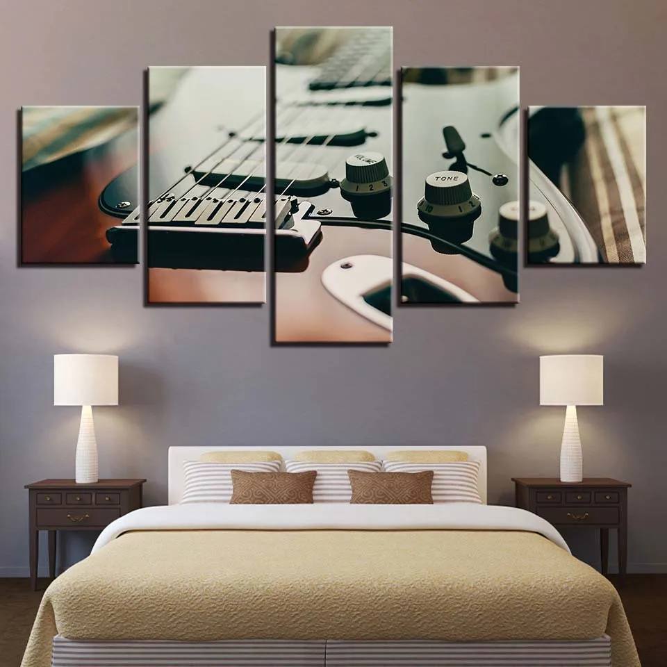 Музыкальный плакат с изображением гитары фортепиано скрипка барабан фонограф DJ 5