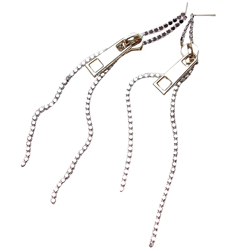 CHICEVER Korean Patchwork Zipper Earrings For Women Chic Style Long Earring Female 2020 summer Fashion Clothes Accessories New | Аксессуары