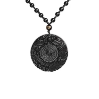 obsidian dragon and phoenix eight trigrams necklace crystal pendant transshipment fortune protection evil men and women jewelry