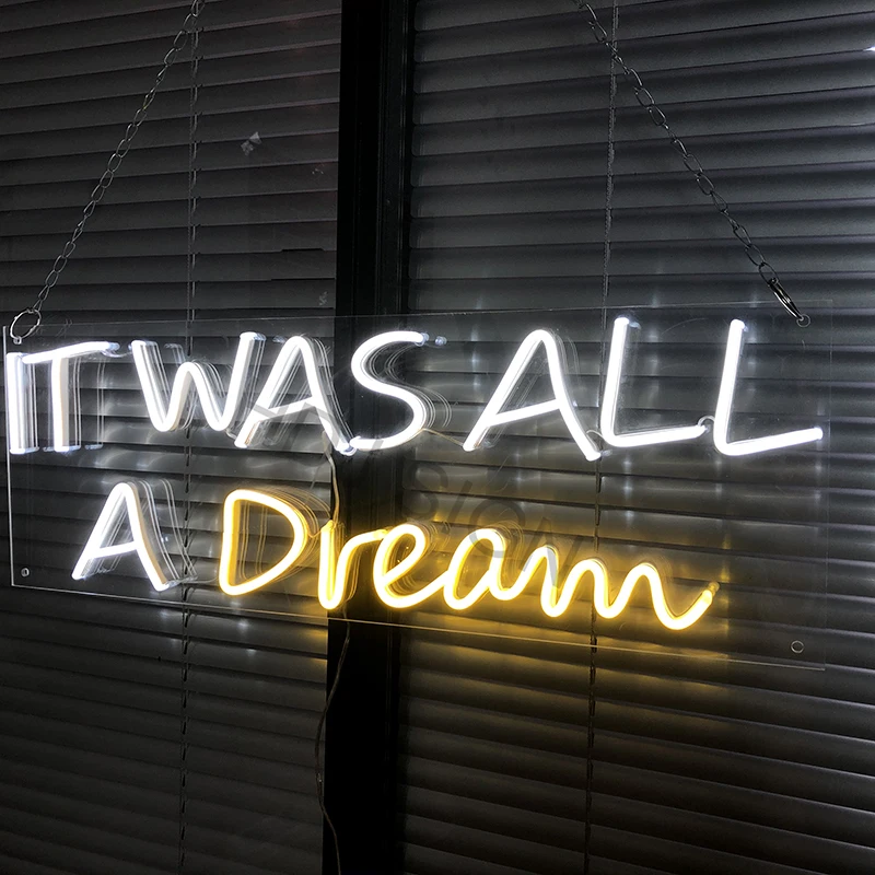 Неоновая светодиодсветодиодный вывеска It was all a dream настенный Декор для дома