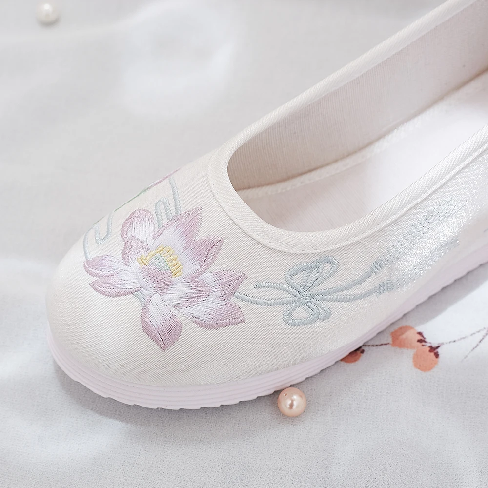 Женские туфли на танкетке Veowalk 3 см удобные хлопковые Hanfu с ремешком щиколотке