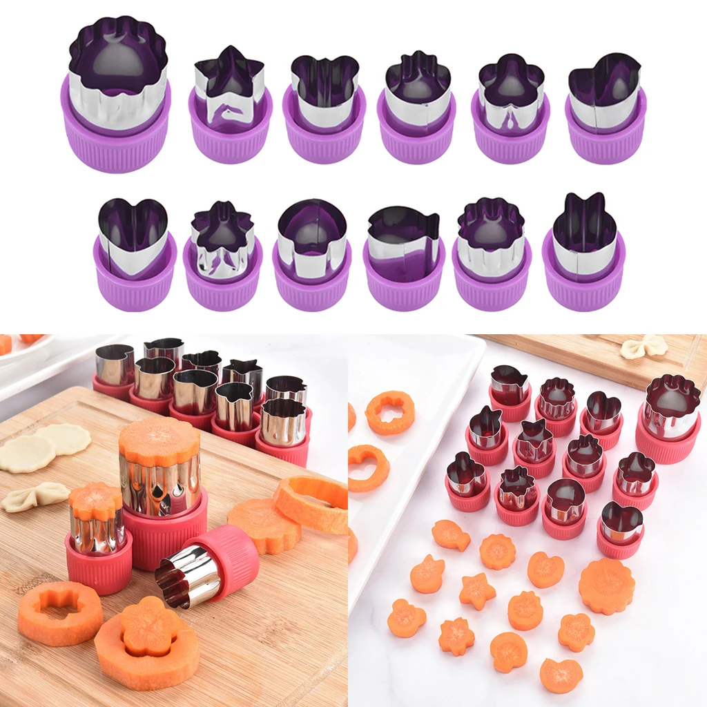 

12 Pieces Cookie Cutters Vegetable Cutter Shapes Set Baking Stainless Steel
