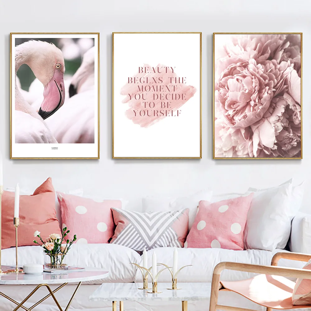 Плакаты и принты пейзаж Настенная картина цветок розовый постер перо картины