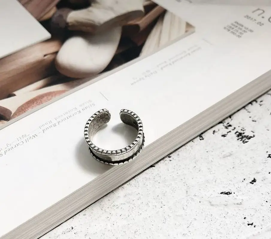 Кольцо в стиле ретро из стерлингового серебра 925 пробы с широким цветком