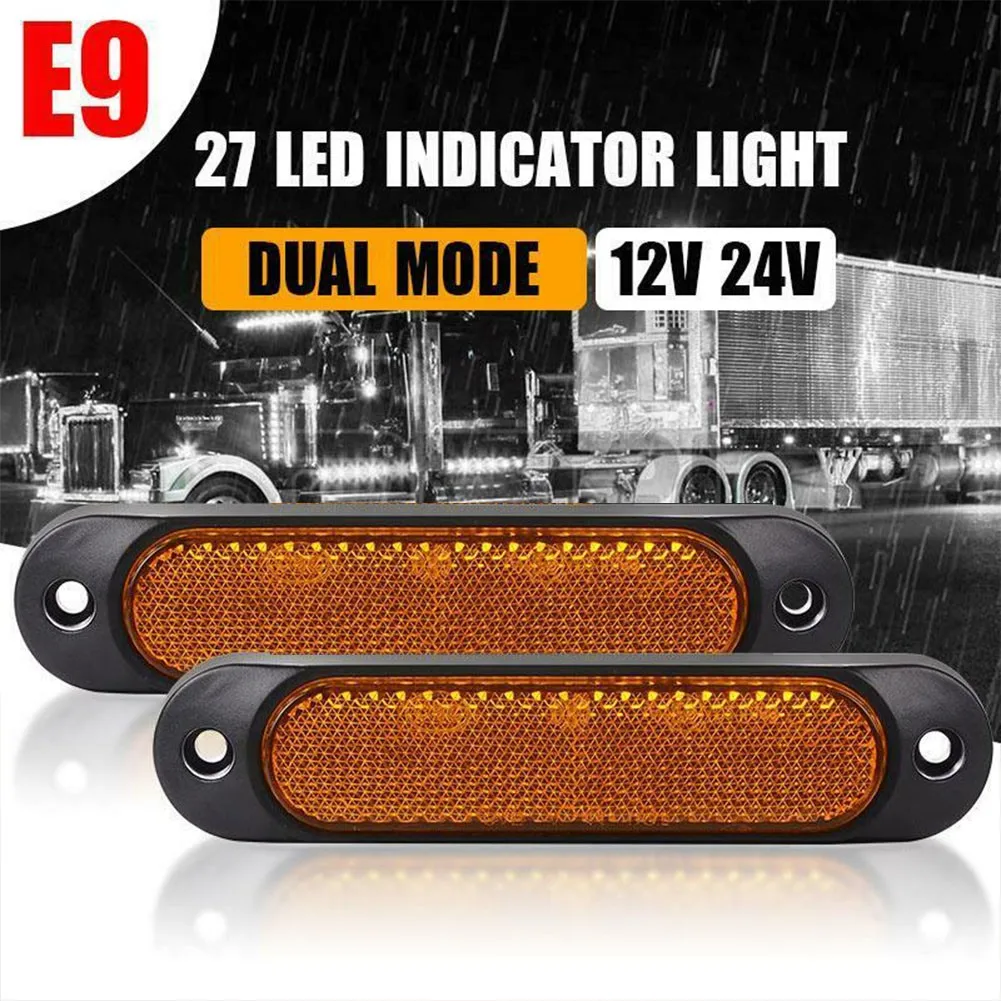 

2pcs Side Marker Light Yellow/Blue LED 5" Car Truck Trailer RV Side Marker Light Clearance Indicator Lamp