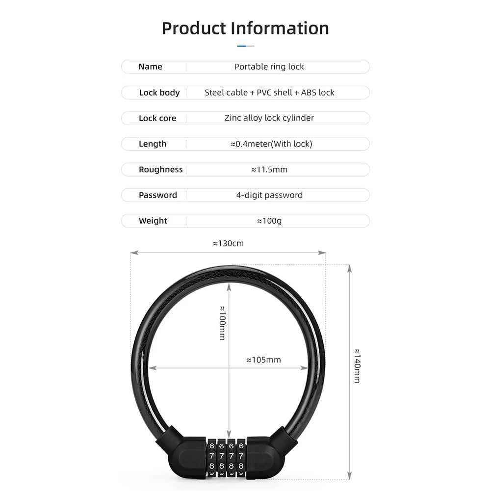 

New Cycling Security 4Digit Combination Password Bike Bicycle Cable Chain Lock With Anti-Theft Combination Password For Bike