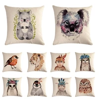 cute animal cushion cover owl bear fox decorative pillow case linen pillow cover car sofa almofadas pillowcase