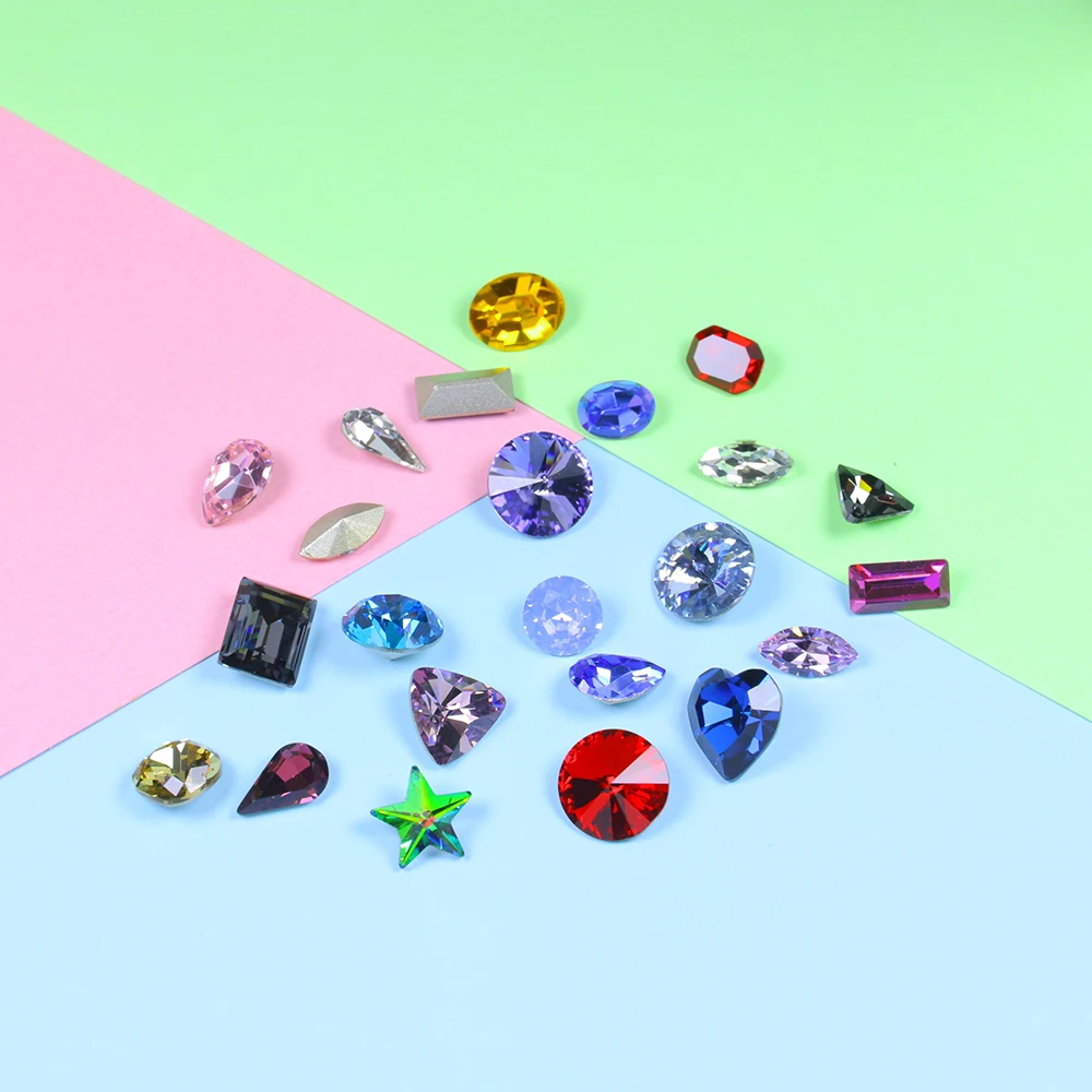 

random mix color 3-10mm strass rhinestone crystals glass nails art rhinestone applique pointback nail art decorations needlework