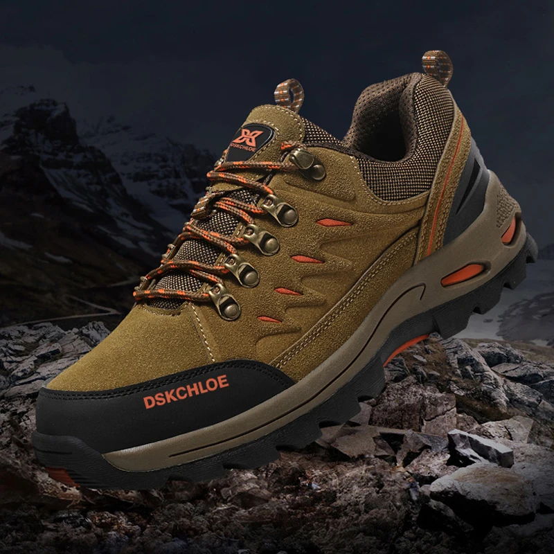 

Men Mountain Hiking Travel Shoes Autumn Winter Work Shoes Army Green Shoes Anti-Slippery Man Sneakers Hill Climbing Sneakers