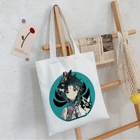 anime genshin impact xiao canvas bag harajuku gothic style shopper large capacity women bag classic shoulder bag vintage handbag