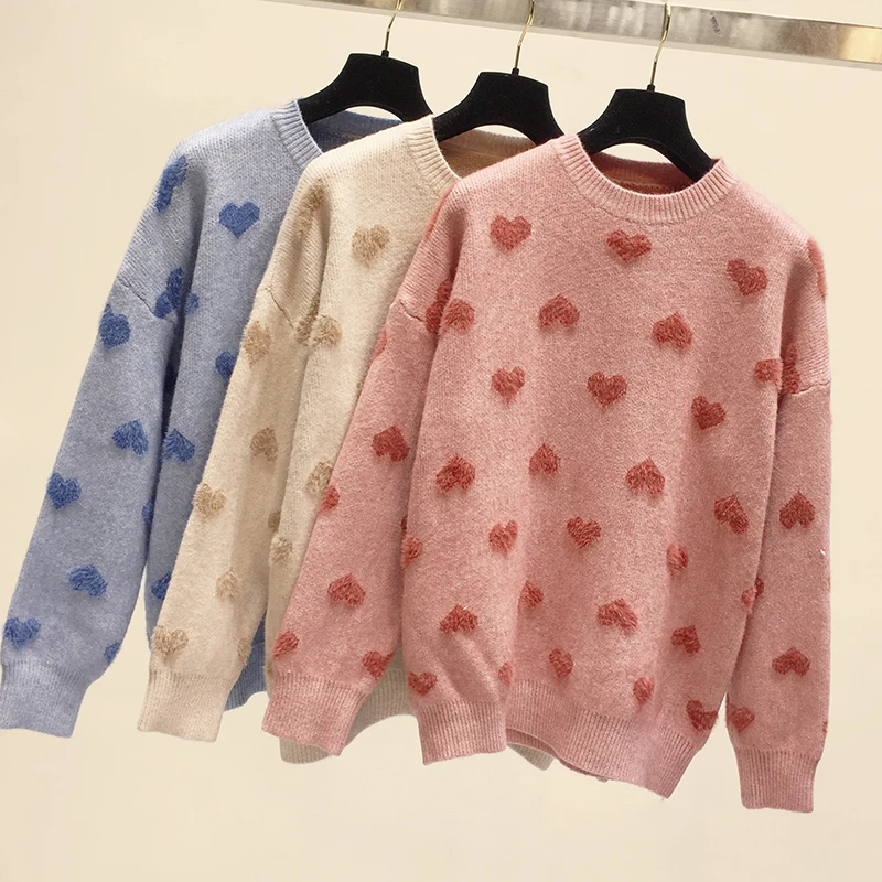 Женский вязаный свитер с длинным рукавом и круглым вырезом повседневный