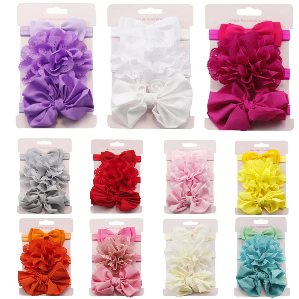 3pcs Baby Girl Headbands Elastic Floral Headband Hair Girls Bowknot Hairband Set Accessories Bandeau Bebe Fille | Детская одежда и