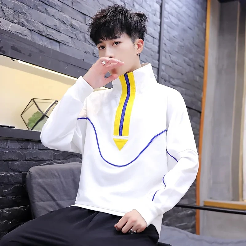 Свитшот мужской с длинным рукавом Модный пуловер в стиле Харадзюку на молнии