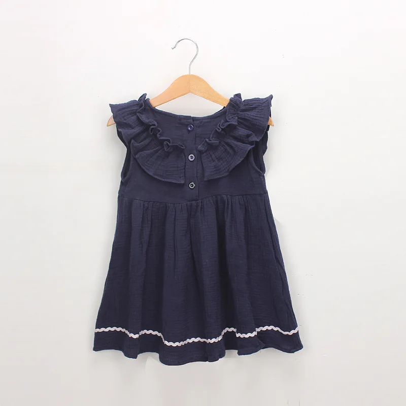 baby girls summer flower embroidery dresses kids ruffle sleeve dress cute cotton linen party frocks toddler vestidos for 2-6 Yrs | Детская