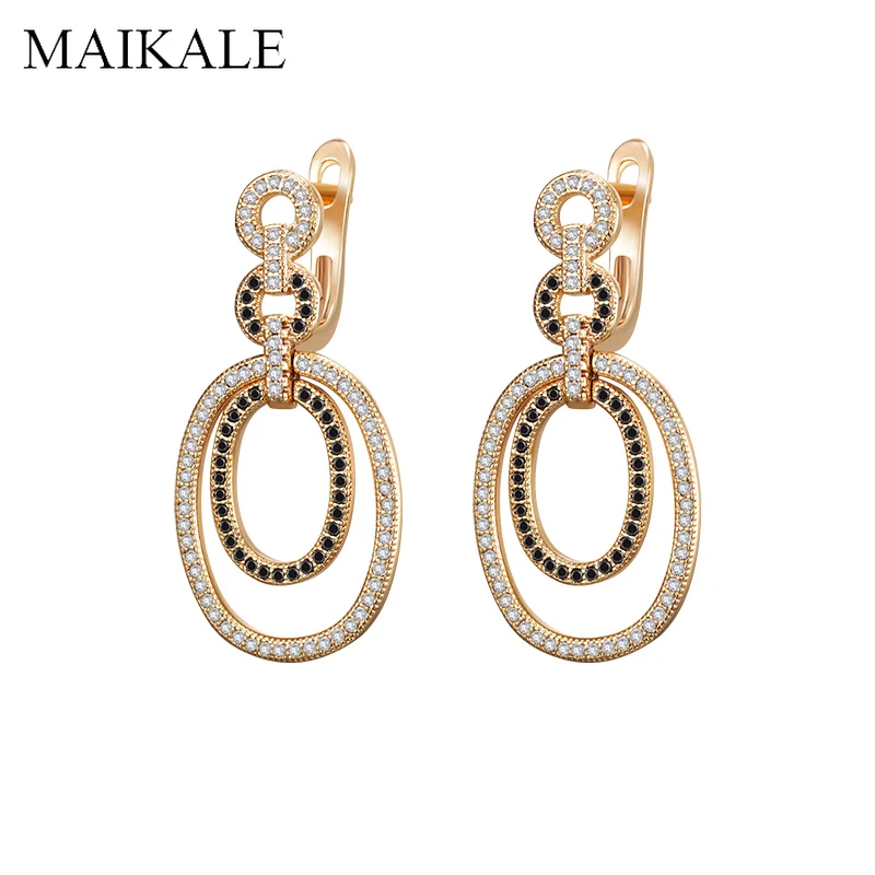 Женские Геометрические серьги MAIKALE круглые подвески золотистого цвета с