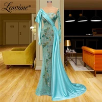 blue party dresses robes de soiree 2022 customized long mermaid crystals prom dress beaded plus size celebrity party dress gowns