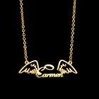 Персонализированное ожерелье с именной табличкой ангельские крылья с надписью на заказ для женщин ювелирные изделия из нержавеющей стали женские аксессуары Подарки для женщин