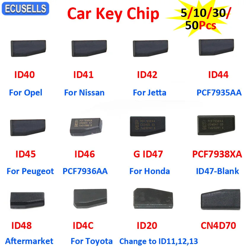 5 50 * ID40 для Opel ID41 Nissan ID42 Jetta ID44 ID46 ID45 ID47 Honda ID48 ID20 ID4C CN4D70 чип автомобильного ключа