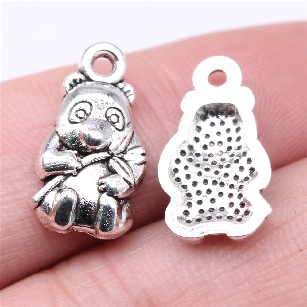 

WYSIWYG 20pcs Charms 18x10mm Panda Charms For Jewelry Making Antique Silver Color DIY Jewelry Findings Pendant