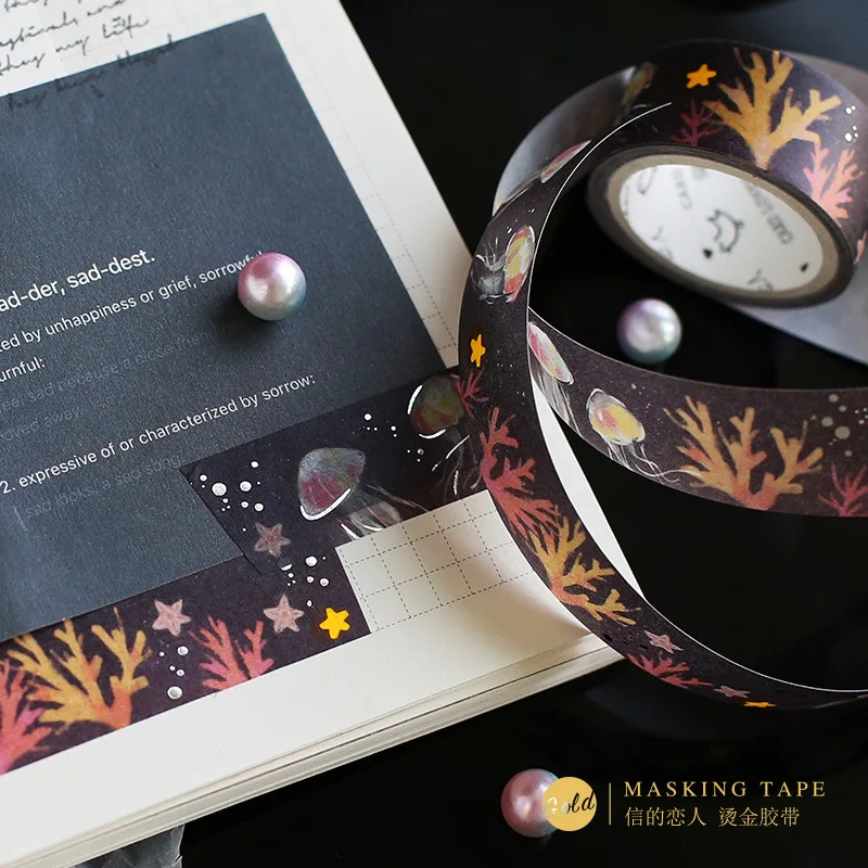 Морская водоросль Алмазная Золотая фольга васи клейкая лента Diy Скрапбукинг